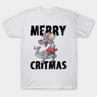 Critical Hit D20 Dice RPG Meme PnP Dragon Merry Critmas Gift T-Shirt